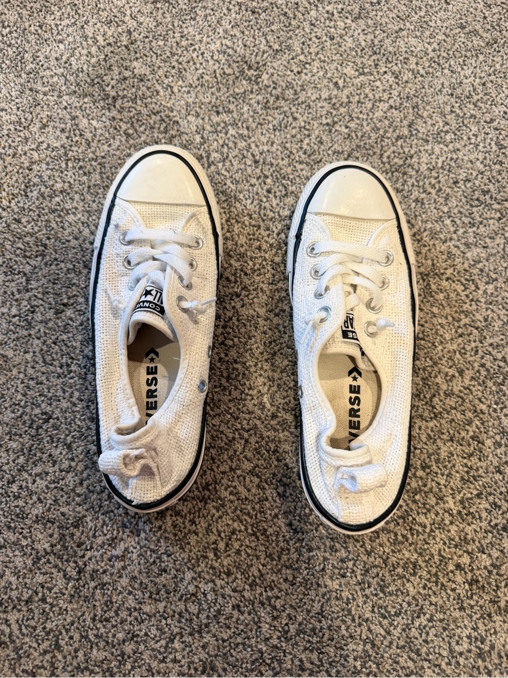 Converse Women’s White Low-Top Canvas Sneakers with Black Trim